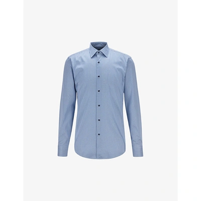 Hugo Boss Regular-fit Cotton-poplin Shirt In Navy