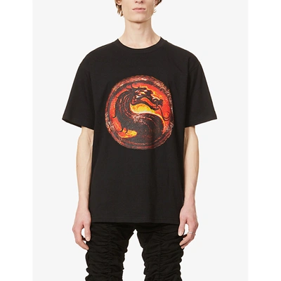 Mjb Marc Jacques Burton Dragon Print T-shirt In Black