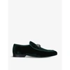 Kurt Geiger Mens Khaki Hugh Eagle-embellished Velvet Loafers 6