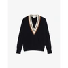 SANDRO COLLE CONTRAST-TRIM WOOL AND CASHMERE-BLEND JUMPER,R03631018