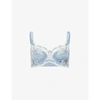 Panache Womens Crystal Blue Clara Lace-embellished Stretch-jersey Full-cup Bra 30d In Crystal Blue