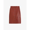 Ted Baker Womens Dk-red Deetra High-waisted Leather Pencil Skirt 12 In Dk-red