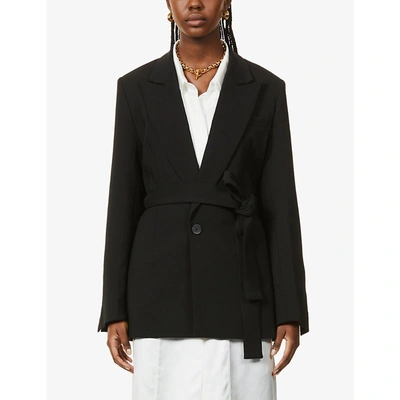 Bite Studios + Net Sustain Belted Organic Wool-blend Jacket In Black