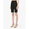 BALMAIN WOMENS NOIR SLIM-FIT HIGH-RISE WOOL CYCLING SHORTS 8,R03704398