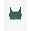 Girlfriend Collective Tommy Square-neck Sports Bra In Moss