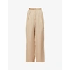 Self-portrait Womens Latte Wide-leg High-rise Woven Trousers 14 In Latte