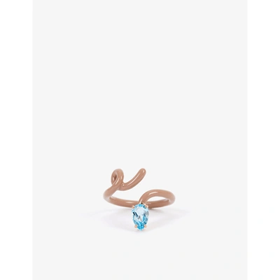 Bea Bongiasca Womens Warm Taupe Baby Vine 9ct Rose-gold, Silver, Taupe And Topaz Ring J/k In Rose Gold