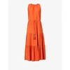 Max Mara Kren Tiered Paneled Cotton-poplin And Jersey Midi Dress