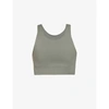 ALL FENIX WOMENS OLIVE CORE SCOOP-NECK RECYCLED POLYESTER-BLEND SPORTS BRA M,R03795390