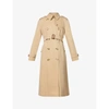 BURBERRY WOMENS HONEY WATERLOO DOUBLE-BREASTED COTTON TRENCH COAT 8,R03748729