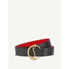 CHRISTIAN LOUBOUTIN CHRISTIAN LOUBOUTIN WOMEN'S BLACK/ANTIC GOLD LOGO-BUCKLE LEATHER BELT,31337271