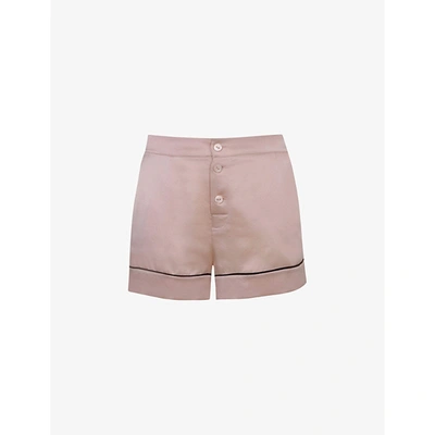 Agent Provocateur Piped Mid-rise Silk Pyjama Shorts In Pink