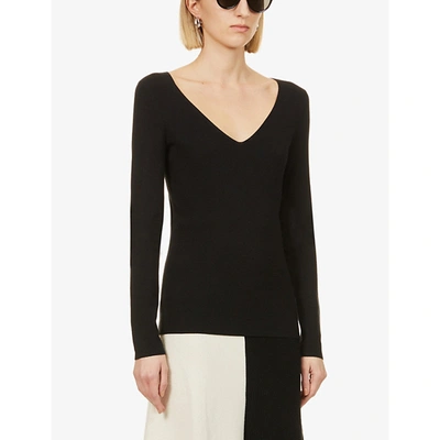 Joseph V-neck Silk-blend Jumper In Black