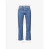 RE/DONE WOMENS SAF 70S STOVE PIPE CROPPED STRAIGHT-LEG HIGH-RISE JEANS 29,R03751293