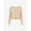 WHISTLES WHISTLES WOMEN'S NUDE PUFF-SLEEVED COTTON CARDIGAN,40348618