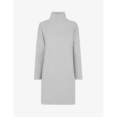 Whistles Womens Grey Funnel-neck Stretch-cotton Mini Dress L In Grey