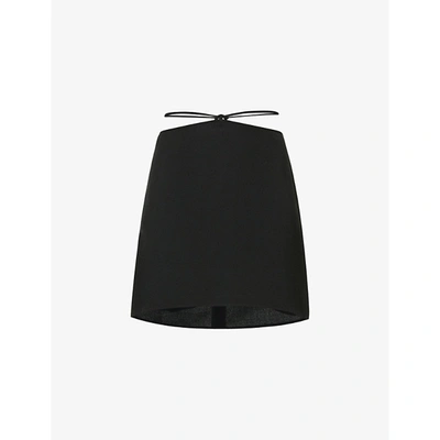Reformation Womens Black Sabrina High-waist Crepe Mini Skirt 14