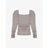 Maje Womens Pink Navy Take Striped Woven T-shirt 12 In Pink Navy