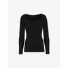 Allsaints Bardi Rib Square Neck Sweater In Black