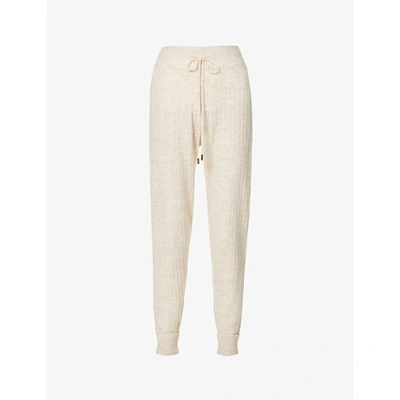 Free People Womens Cream Around The Clock Tapered High-rise Knitted Trousers L