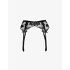 AGENT PROVOCATEUR MILENA HEART-EMBROIDERED HIGH-RISE MESH SUSPENDER BELT,R03731981