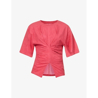 Isabel Marant Soyona Centre-split Cotton-jersey Top In Pink