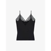 Maje Leatoni Silk Satin And Lace Camisole Top In Black