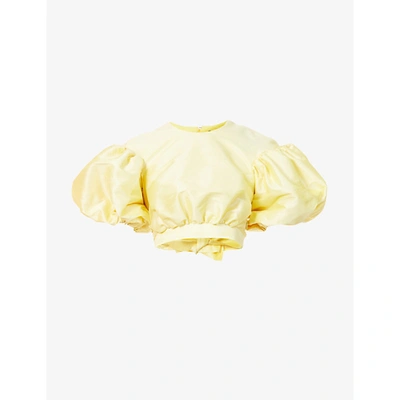 No Pise La Grama Womens Soft Yellow Leyenda Puffed-sleeve Crepe Top Xs