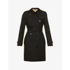 BURBERRY WOMENS BLACK KENSINGTON DOUBLE-BREASTED COTTON TRENCH COAT 8,R03748726