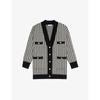Sandro Dane Oversized Houndstooth Cardigan In Ecru   Black