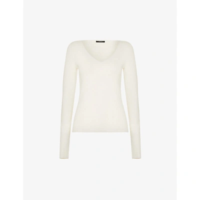 Joseph V-neckline Silk-blend Knitted Top In Ivory