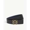 Loewe Anagram-buckle Reversible Leather Belt In Black/navy/gold