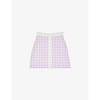 MAJE WOMENS PARMA VIOLET JIMMY CHECK WOVEN MINI SKIRT 8,R03722851