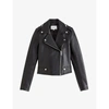 CLAUDIE PIERLOT CLAUDIE PIERLOT WOMEN'S BLACK BIKER-COLLAR LEATHER JACKET,39466351