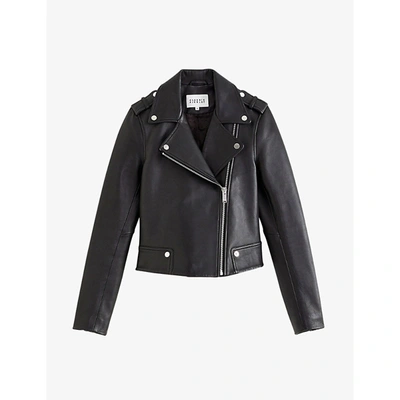 Claudie Pierlot Biker-collar Leather Jacket In Black