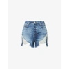 Good American Bombshell Distressed High-rise Stretch-denim Shorts