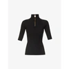 LANVIN WOMENS BLACK HIGH-NECK CASHMERE, WOOL AND SILK-BLEND TOP S,R03802530