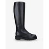 Stuart Weitzman Mila Lift Leather Knee Boots In Black