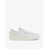 ALLSAINTS ALLSAINTS WOMENS WHITE SHEER LOGO-PRINT LOW-TOP LEATHER TRAINERS,41434331