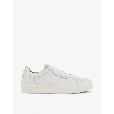 Allsaints Womens White Sheer Logo-print Low-top Leather Trainers