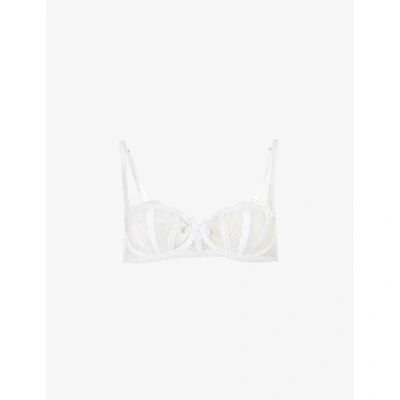 Agent Provocateur Rozlyn Balconette Underwired Lace And Mesh Bra In White