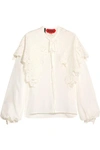 RONALD VAN DER KEMP Cape-effect appliquéd broderie anglaise silk blouse