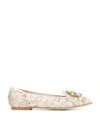 Dolce & Gabbana Vally Taormina Lace Ballerina Shoes In Neutrals