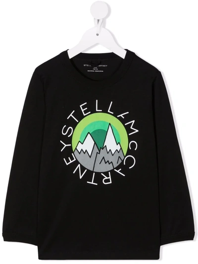 Stella Mccartney Kids' Little Boy's & Boy's Mountain Disk Long Sleeve Tee In Black