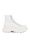 Alexander Mcqueen Tread Slick Ankle Boots In White & White