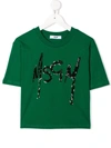 Msgm Logo Crew-neck T-shirt In Green