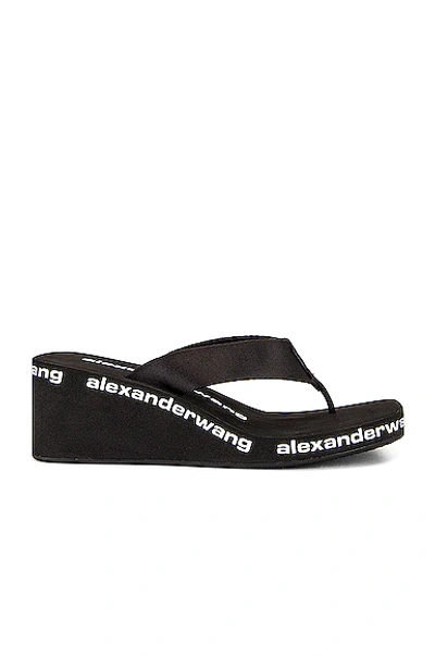 Alexander Wang Square Toe Logo Midsole Wedged Flip Flops In Black