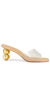 Cult Gaia Gigi Metallic Sphere-heel Vinyl Sandals In Nude