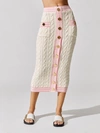 BALMAIN HIGH WAISTED BUTTONED CABLE-KNIT MIDI SKIRT