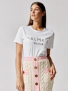 Balmain White Three-button Metallic Logo T-shirt In Gac Blanc,argent Gac
